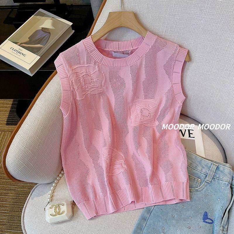 

Новый облегающий и тонкий розовый вязаный жилет для женщин с тонким нишевым нижним бельем, модный свитер XL розовый