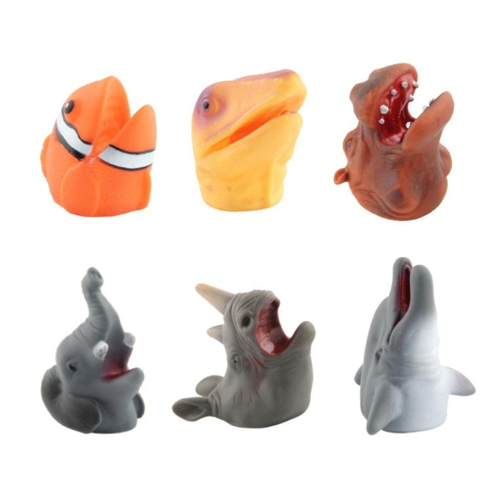 Simulation Animal Finger Puppet Toy Vinyl Animal Head Model Toy  Birthday Gifts