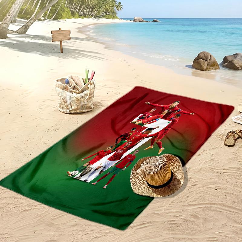 Portugal Fußball Print Strandtuch Schnelltrocknend Super Saugfähig Weiches Badetuch für Schwimmen Strand Reisen Fan Souvenir Geschenk