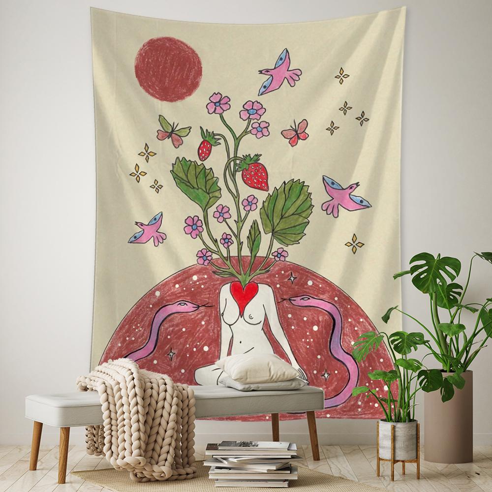 

Растение Цветок Таро Гобелен Настенный Астрология Гадание Колдовство Богиня Солнца и Луны Домашний Декор 95x70cm