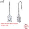 Effie Queen 925 Solid Sterling Silver Rectangle Shaped Zirconia Drop Earrings Geometric Style Simple Jewelry for Women Ear LZE18