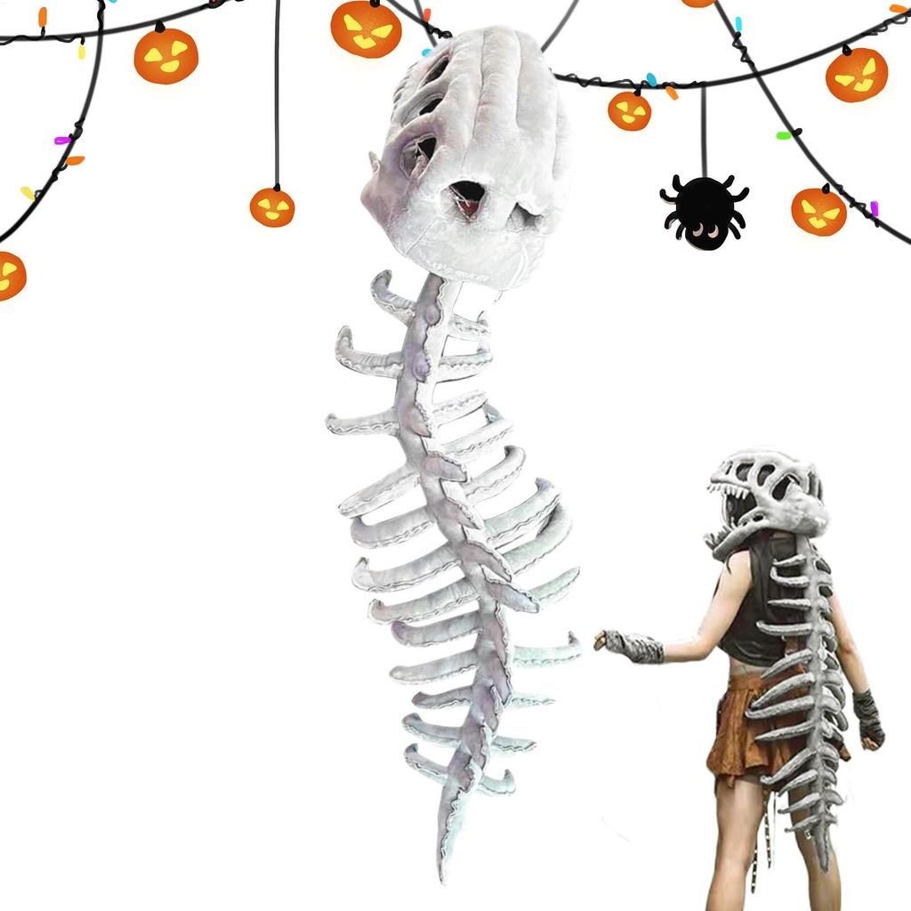3D Dinosaur Skeleton Costume Set Halloween Realistic Dinosaur Headgear Plush Skeleton Dinosaur Costume For Men Women Kids Adults
