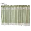Pastoral Kitchen Curtain Plaid Short Curtain, Rod Through Top Design, Blocks Oil Smoke And Dust Simple Color Rustic for Half Windows Cabinet