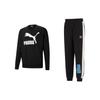 Logo Print Sports Crew Neck Knitted Sweatshirt And Cuffed Knitted Sports Pants Casual Sports Set Men Sweatshirt, Pants, Set 531366-01+538781-01