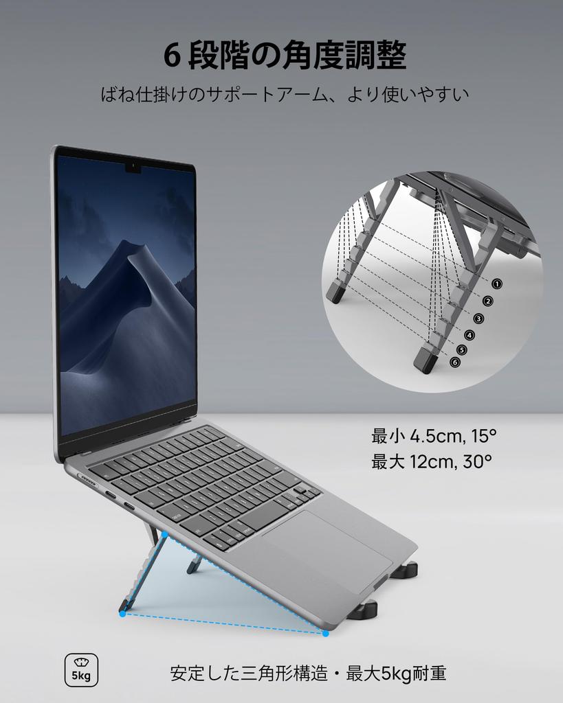 SODI Innovative and Ultra-Compact Laptop Stand, Foldable, Stable, Ultra-Lightweight, Adjustable Angle, Improves Posture, Stylish, Desktop, Portable, S