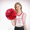 4 PCS (2 Pairs) Metallic Foil & Plastic Cheerleader Pom Poms - with Baton Handles for Sports Party, Dance Team & Cheerleading Spirit (Red/Silver)