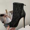 Modă Liyke Sexy Botine de Gleznă din Plasă cu Fermoar și Vârf Ascuțit Femei Negru Tocuri Înalte Pantofi de Petrecere Stripper Stiletto Botine Chelsea Zapatos Mujer