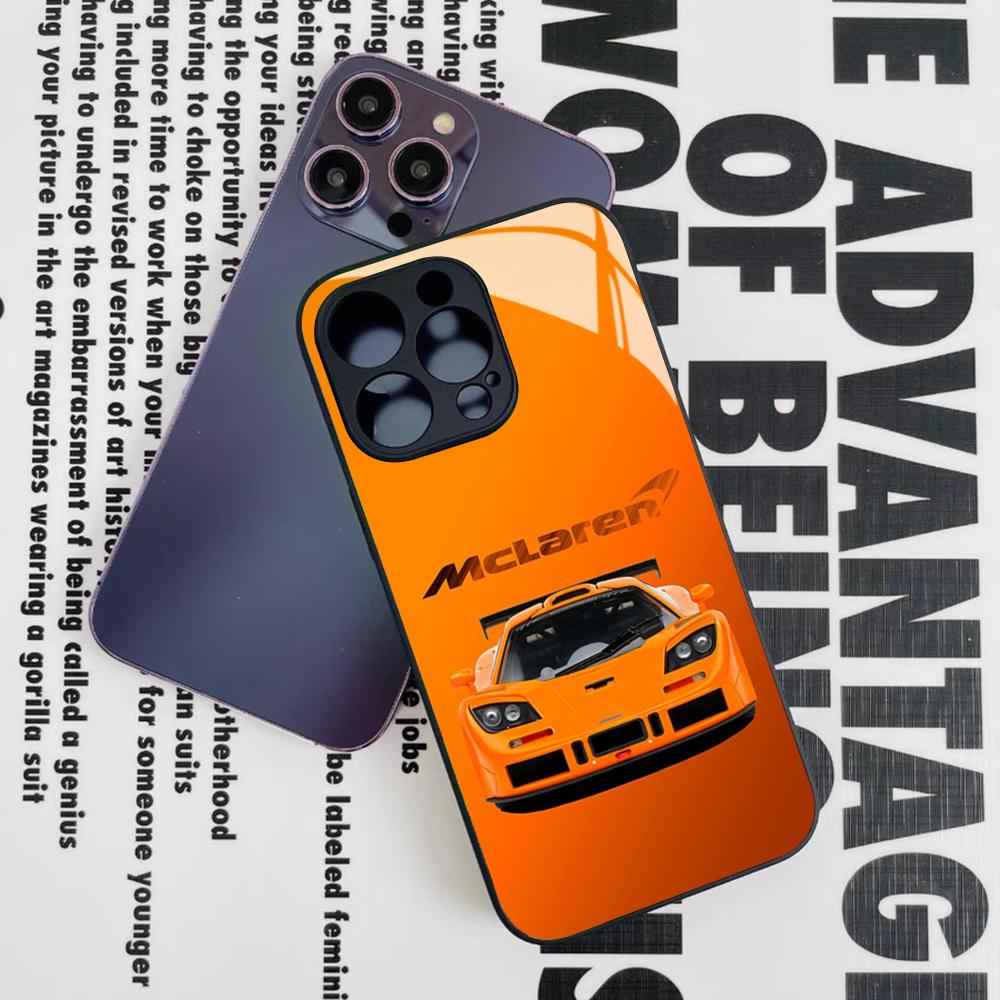 SuperCar M-McLarenS Phone Case for Iphone 16 15 14 12 11 13 Pro Max Mini 8 X Xr Xs Puls Black Glass Cover