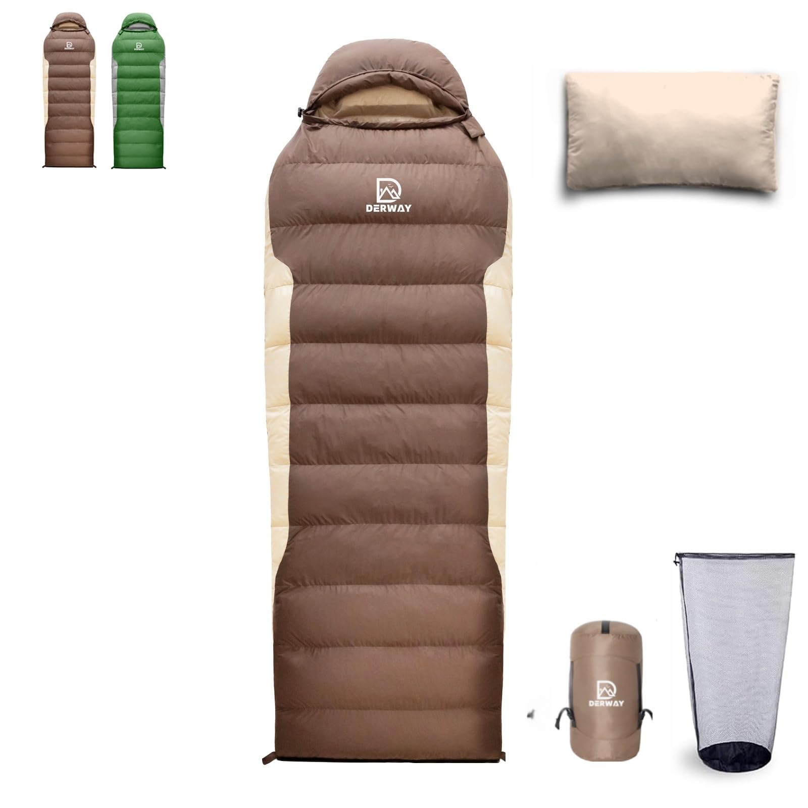 

Derway Down Sleeping Bag with Pillow Envelope Compact Lighter and Suitable for Emergency Outdoor Car Winter 800g Down (22080cm), Type, Ultralight,
