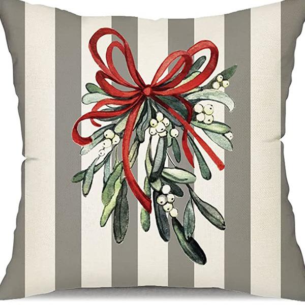 Christmas Pillowcase Nordic Striped Santa Letter Printed Cushion Cover Home Car Sofa Waist Pillowcase