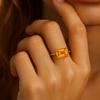 Emerald Cut Citrine Gemstone Ring, Yellow Gold Plated 925 Sterling Silver, Solitaire Bridal Jewelry, Anniversary Gift for Her