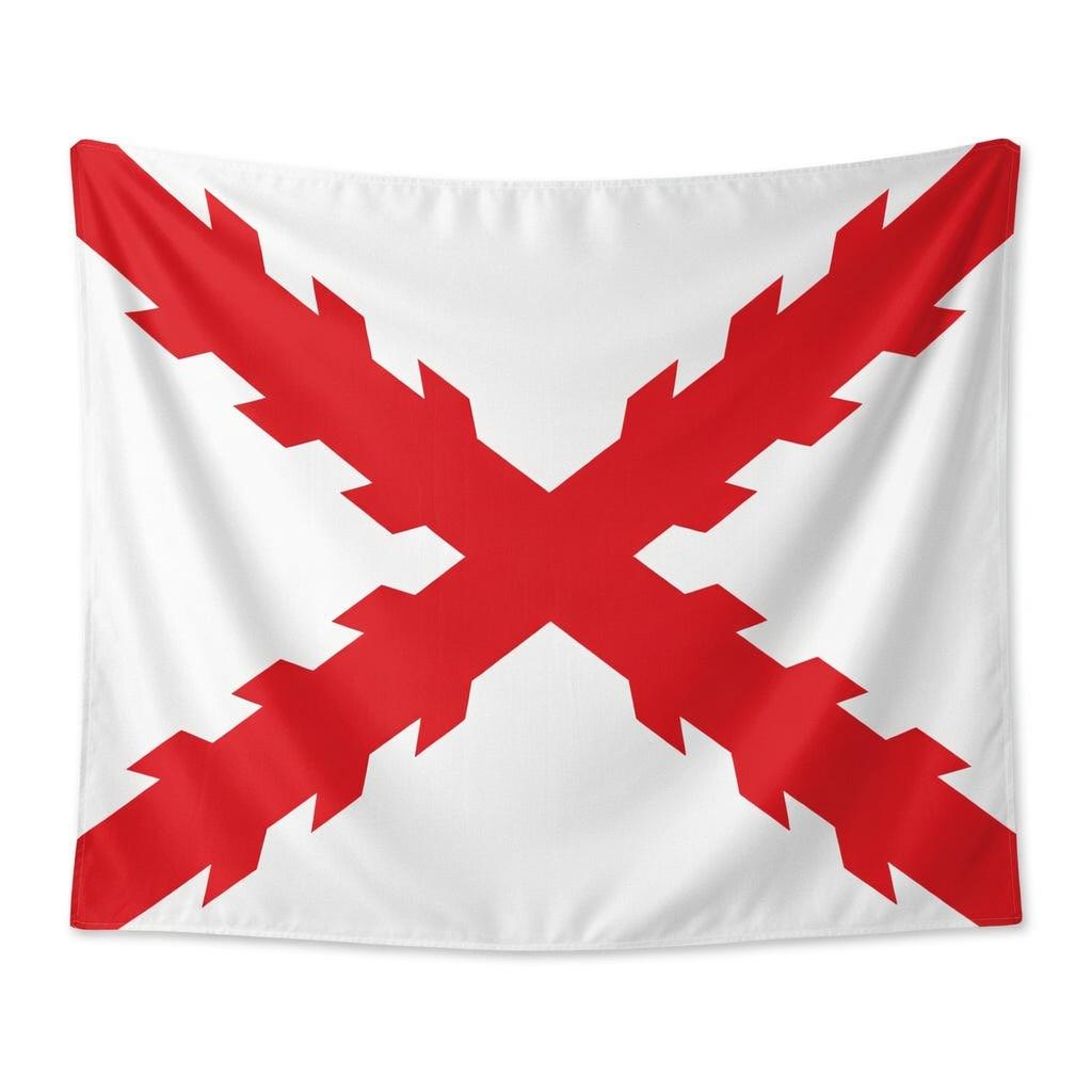

Cross of Burgundy Tapestry Flat Print Red Sawtooth Saltire Wall Hanging for Bedroom History Decor Spanish Empire Style Art 40X60CM