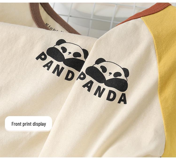 Right Europe Kids' Panda T-shirt: Antibacterial Spring/Autumn Base Layer for Infants & Children