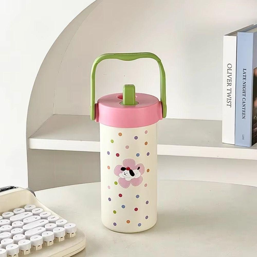 600ML Vacuum Cup With Pendant Insulated Cup Cute Thermal Water Bottle  for Boys and Girls