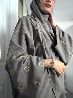 Elegant Moon Embroidery Long Sleeve Cardigan Dress