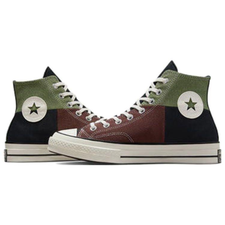 Converse Chuck 70 High Crafted Patchwork - Trolled Green Earth Brown Unisex Sneakers Black Eternal-Earth-Brown A04509C