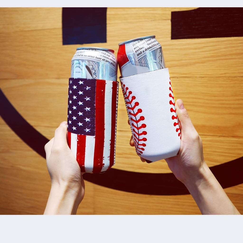 4 Pack 12oz Slim Beer Can Cooler Sleeves, Neoprene Beer Can Cooler Bulk, Collapsible ulators Cooler Cover Fits for White Claw/Spiked Seltzer and More