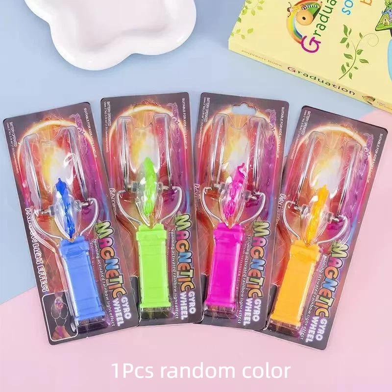 Led Magic Magnetic Orbit Spinning Top Toy Creative Hand Cranked Color Luminous Colorful Gyroscope Rotating Handle Child Gifts