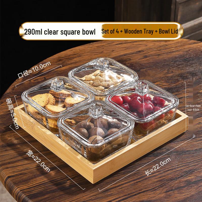 Glass Divided Fruit & Snack Tray Set