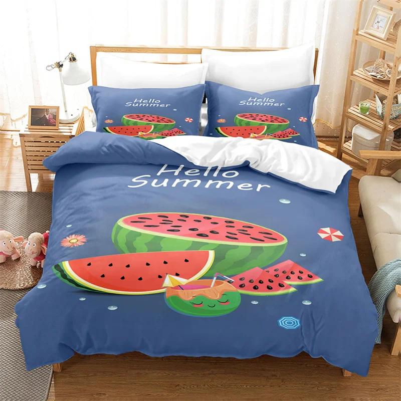 Cartoon Fruit Duvet Cover Tropical Avocado Bedding Set Microfiber Comforter Cover King For Kids Teen Room Decor Birthday Present