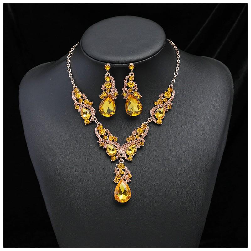 Vintage Statement Necklace Earrings Set Alloy Plated Jewelry Evening Party Wedding