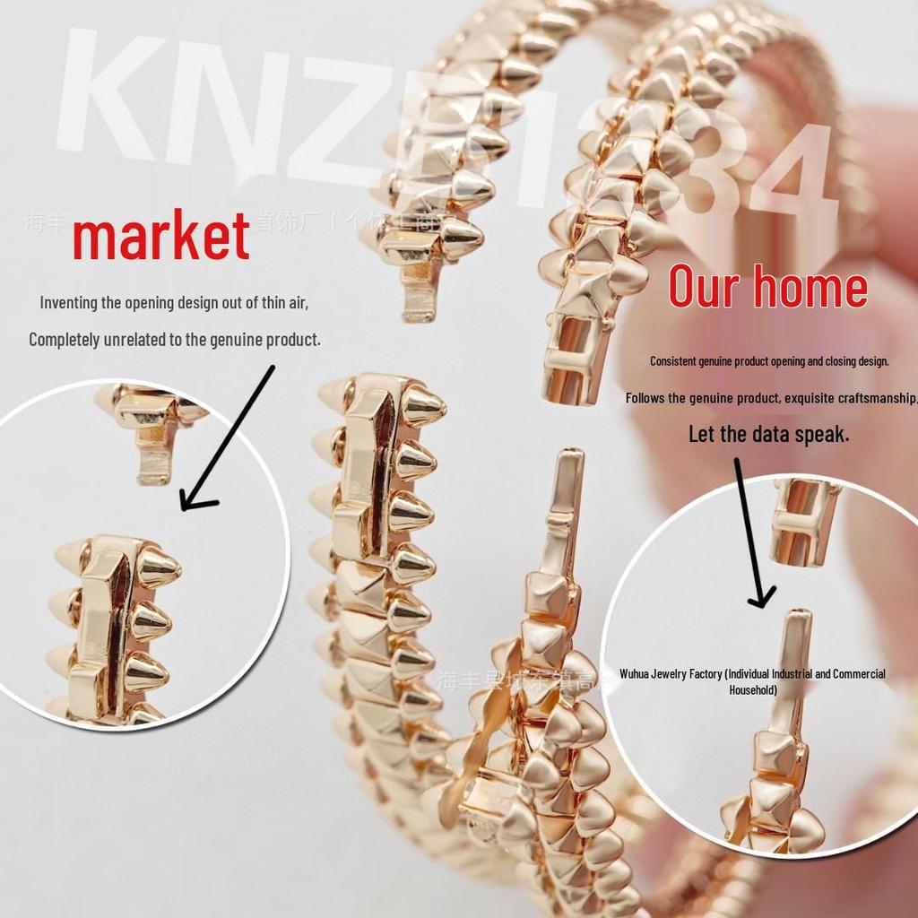18k Rose Gold Rivet Bullet Head Bracelet: Luxurious & Versatile Fashion Jewelry for Women