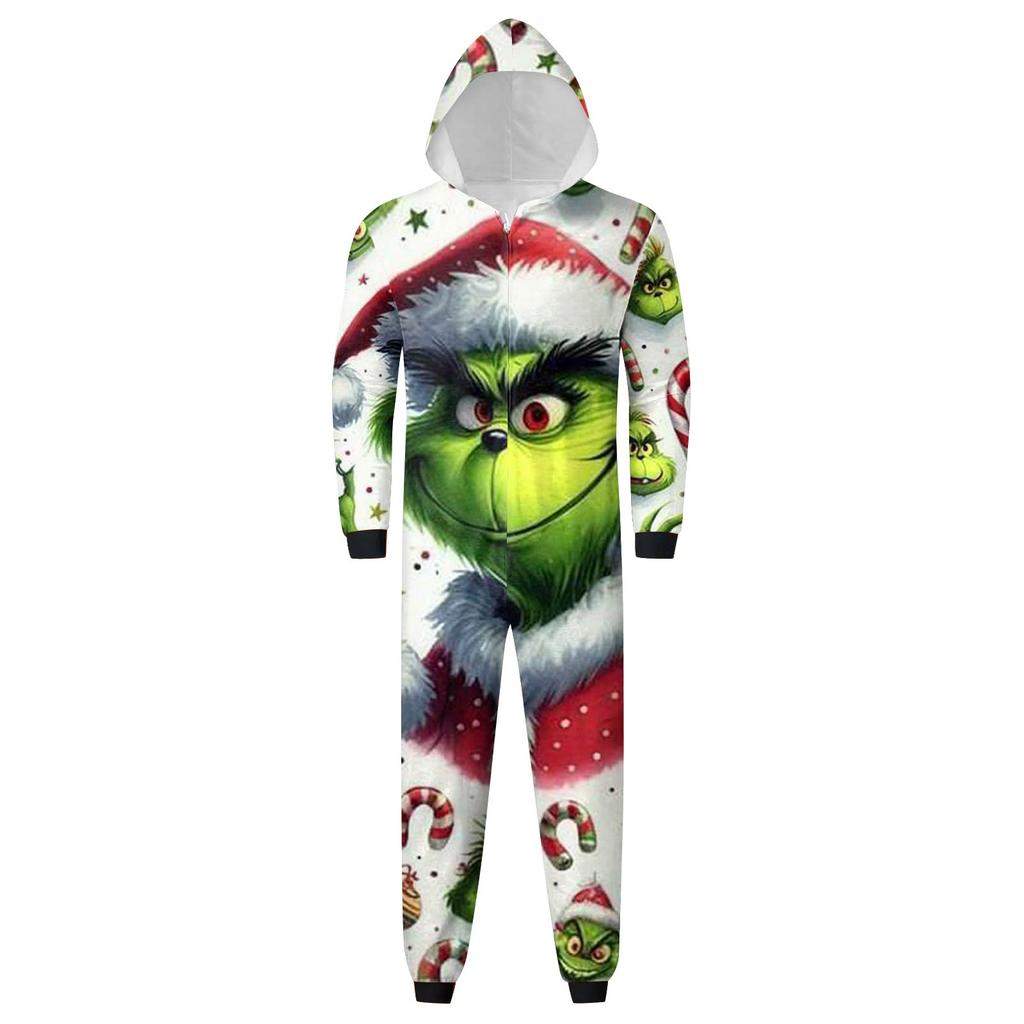 Eltern-Weihnachten Bedruckt Eltern-Kind Kapuzen-Reißverschluss Einteilige Homewear