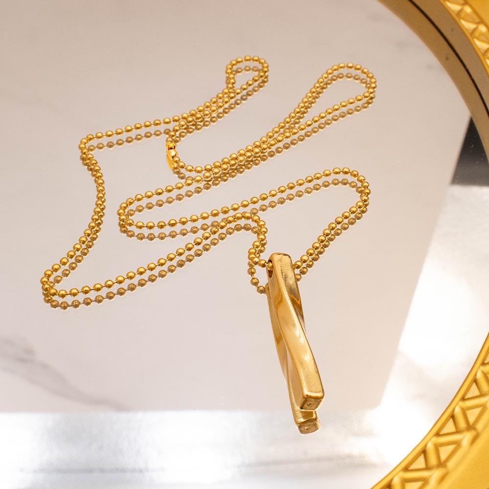 Gold Color Pendant Necklaces Stainless Steel Bead Chain Necklace Women and Men Minimalism Style Jewelry Accessories