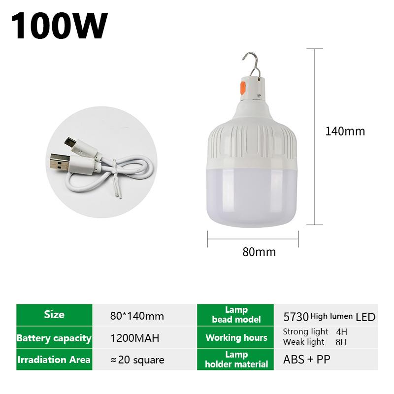 Portable USB Rechargeable Lamp LED Camping Lights Outdoor Emergency Bulb High Power Lamp Bulb Battery Lantern BBQ Tents Lighting