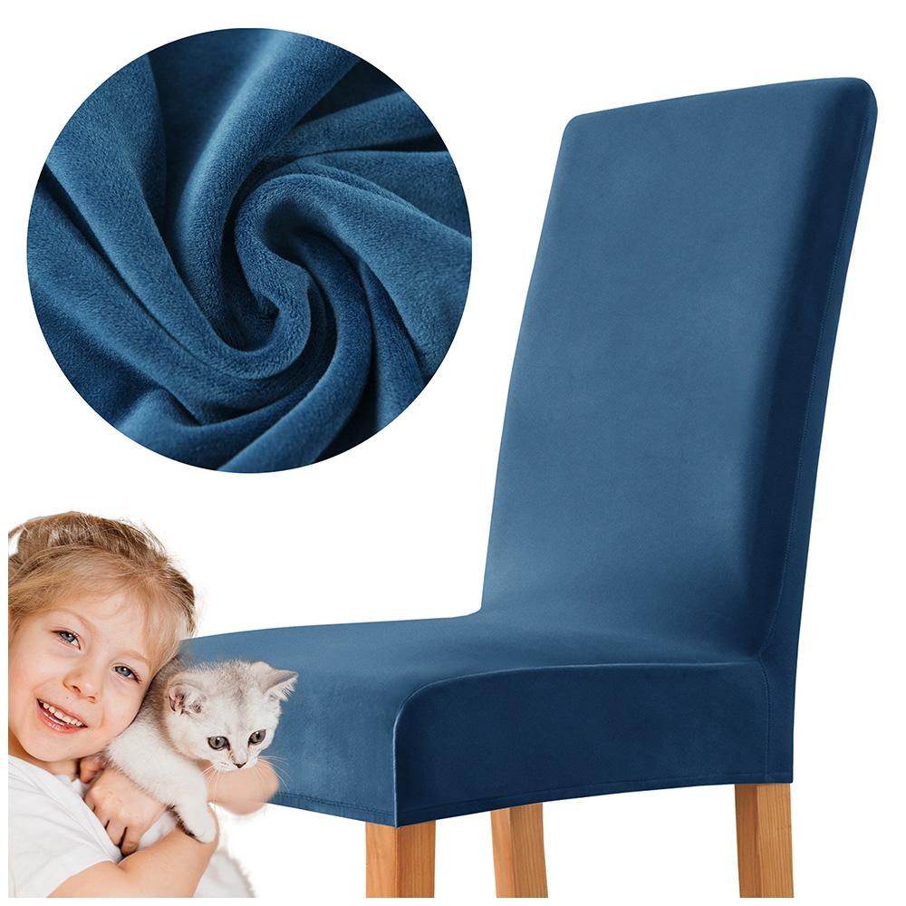 Velvet Plush Chair Cover Dark Blue