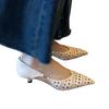 4cm Mode hohle atmungsaktive Lochsandalen Damen Sommerbekleidung schlichtes Temperament vielseitig spitz zulaufende leichte Mund Pendelschuhe
