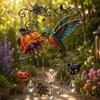 Whimsical Bat And Black Cat Decor Halloween Acrylic Wind Chime Pendant, Crystal Suncatcher Hanging Ornaments, Decorative Chimes Outdoor Window
