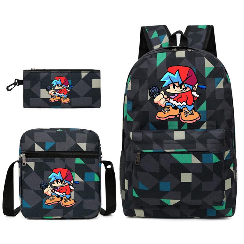 Classic Popular Friday Night Funkin Printed 3pcs/Set Pupil School Bags Laptop Daypack Backpack Inclined Shoulder Bag Pencil Case