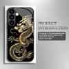 Golden Dragon Design Black Glass Phone Case Suitable for Samsung GalaxyS26 S25 S24 S23 S22 S20FE/Ultra/Plus Anti Drop Back Cover