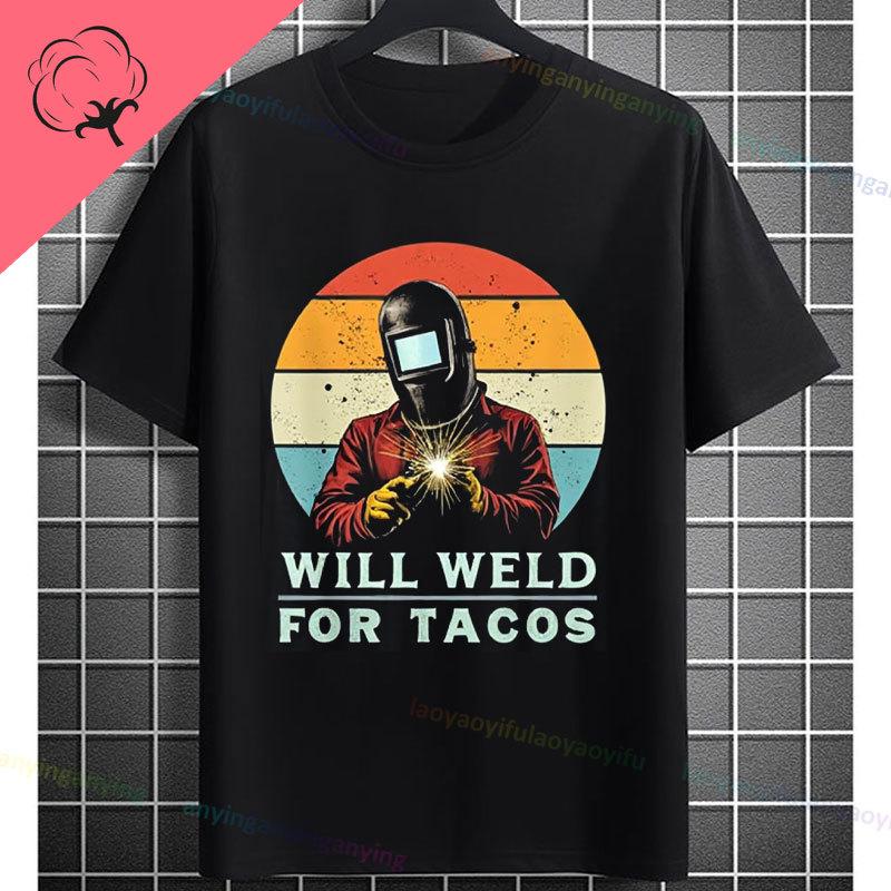 UnisexS Welder Graphic TShirt God Guides My Hands Fashion Shortsleeve Pure Cotton Oneck Casual Humor Style Tshirt