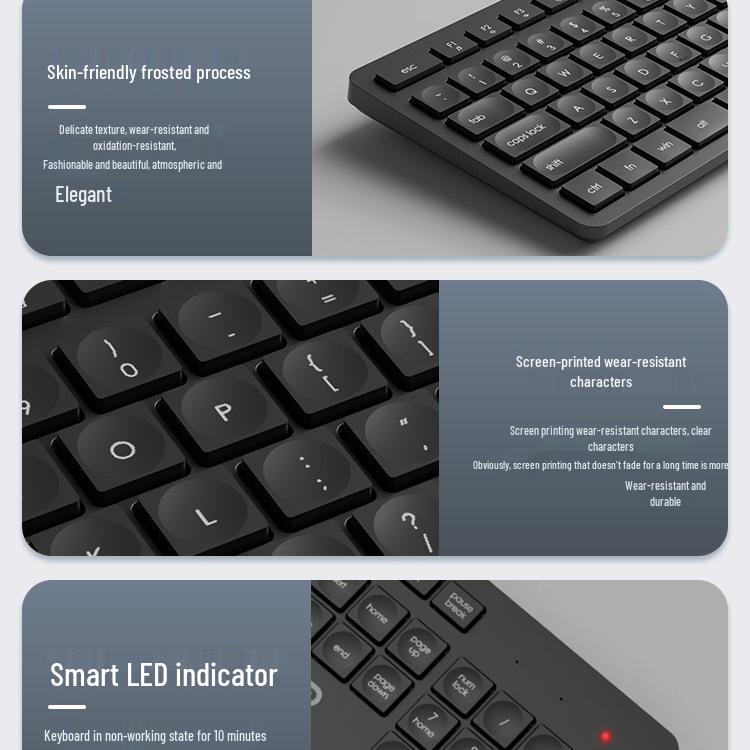 Universal Quiet Wireless Keyboard and Mouse Set for Laptop and Desktop
