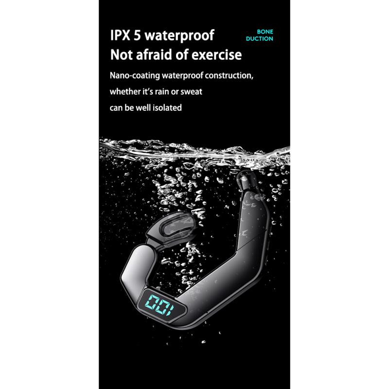 V19 Wireless Headphone Bluetooth-compatible Ear Hook Bone Conduction Sport Headset Digital Display