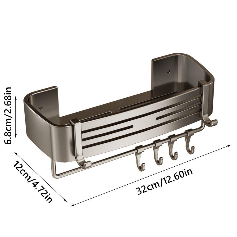 Simple Aluminum Alloy Bathroom Storage Rack Wall Mounted Non Perforated Bathroom Toiletries Holder Shower Storage Shelf Home