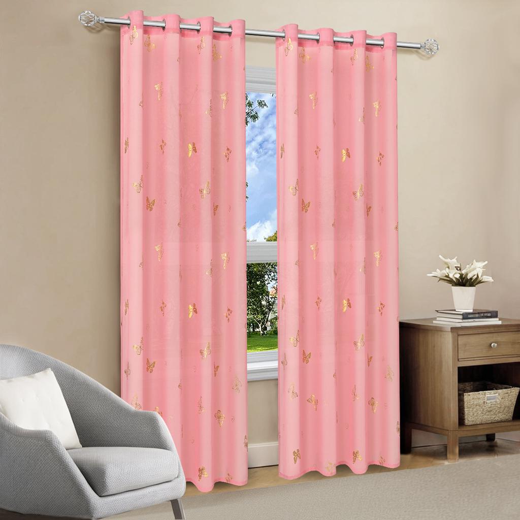 Full Dolly Bronzing Butterfly Punched Window Screen Finished Curtain