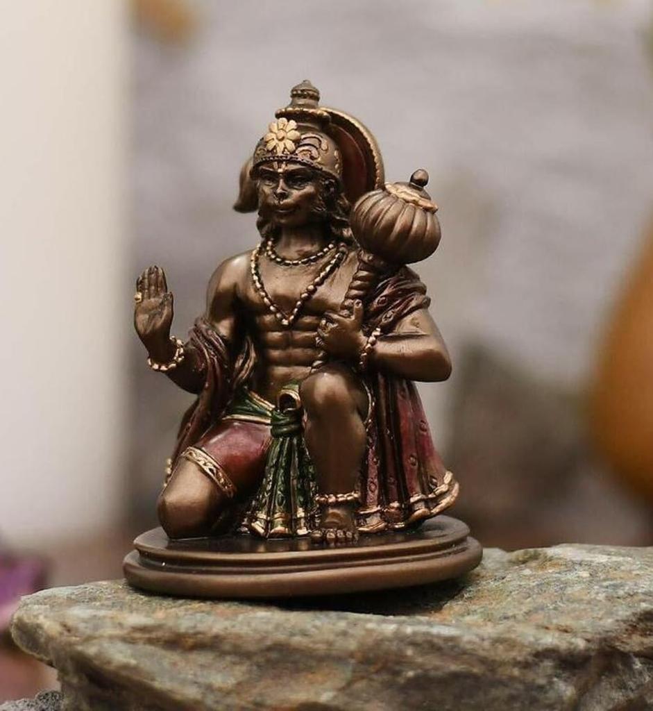 Cold Cast Resin Hanuman Ji Showpiece Antique Decor Bajrang Bali Statue - 3 Inch