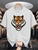 Roaring Tiger Head Print Unisexs Crew Neck T Shirt Wild Beast Cartoon Graphic Short Sleeve Casual Cotton Outdoor Street Tees