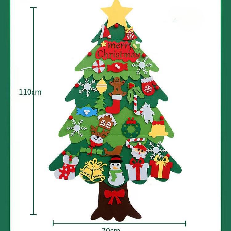 DIY Felt Christmas Tree Set with Ornaments for Kids, Xmas Gifts, New Year Door Wall Hanging Decorations