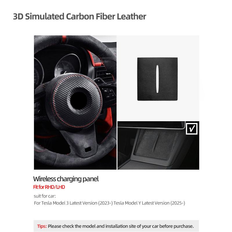 For Tesla 2018- Model 3 Highland Y Juniper Made of Alcantara Wireless Charge Panel Trim Sticker Cup Mat Car Interior Accessories