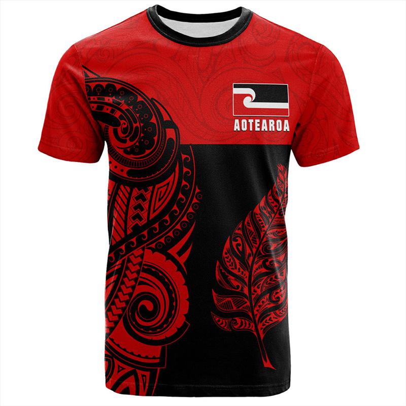 3D Print New Zealand Maori Aotearoa Silver Fern Symbols Tattoo T Shirt For Men NZ Waitangi Day Graphic T-shirts Tees Top Clothes