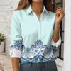 Women's Button Down Prints Shirt Long Sleeve Shirt Business Work Tops Casual With Pockets Jacket