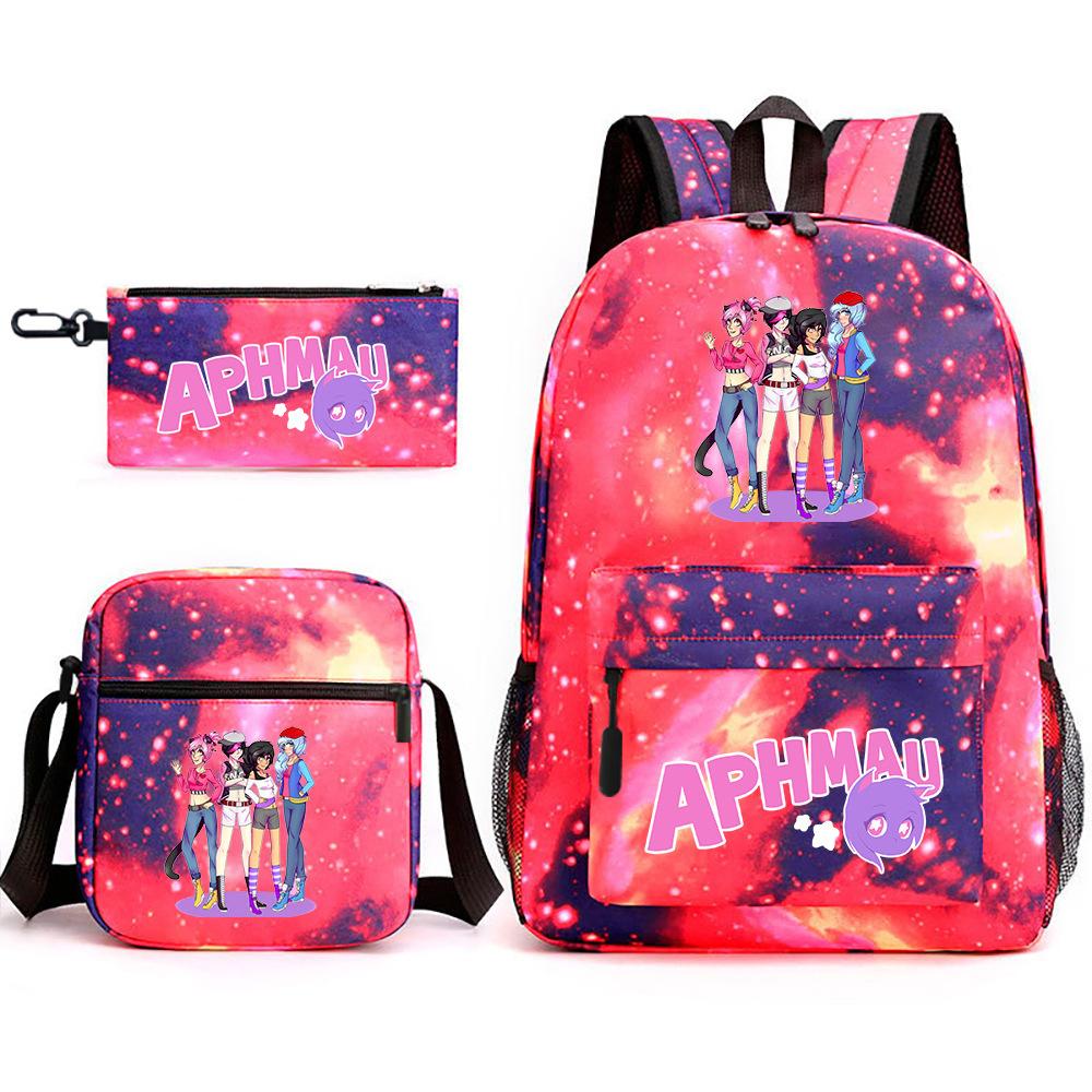 Spielwaren Aphmau Schultasche Cartoon Rucksack Federmäppchen Umhängetasche Dreiteiliges Set