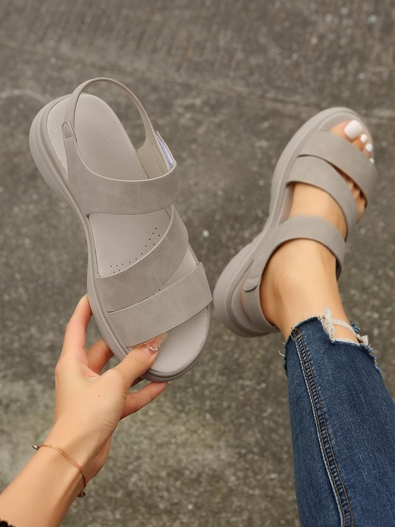 2025 summer new large size foreign trade women's sandals casual fashion Velcro platform low heel flat Roman sandals women