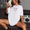 2025 New Arrival: Love Heart Loose Print Pure Cotton Summer Top - Short Sleeve T-shirt
