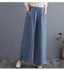 Frühlings- und Sommer-Literarische Baumwoll- und Leinenhosen Locker Große Größe Weiter Bein Hosen Hohe Taille Bodenlange Hosen Gerade Hosen Leinen Damen Hosen