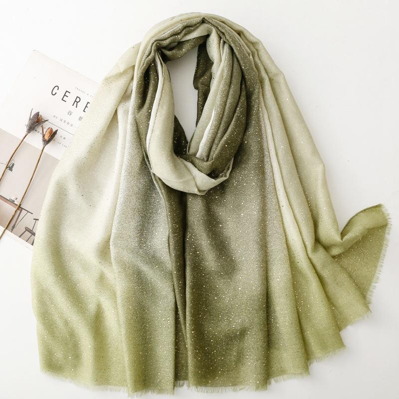 Elegant Luxury Women Silk Scarf Color Spliced Bright Silk Wrap Shawl Sunscreen Bandana Hijab Scarve Pareo Headscarf Sparkly Gold